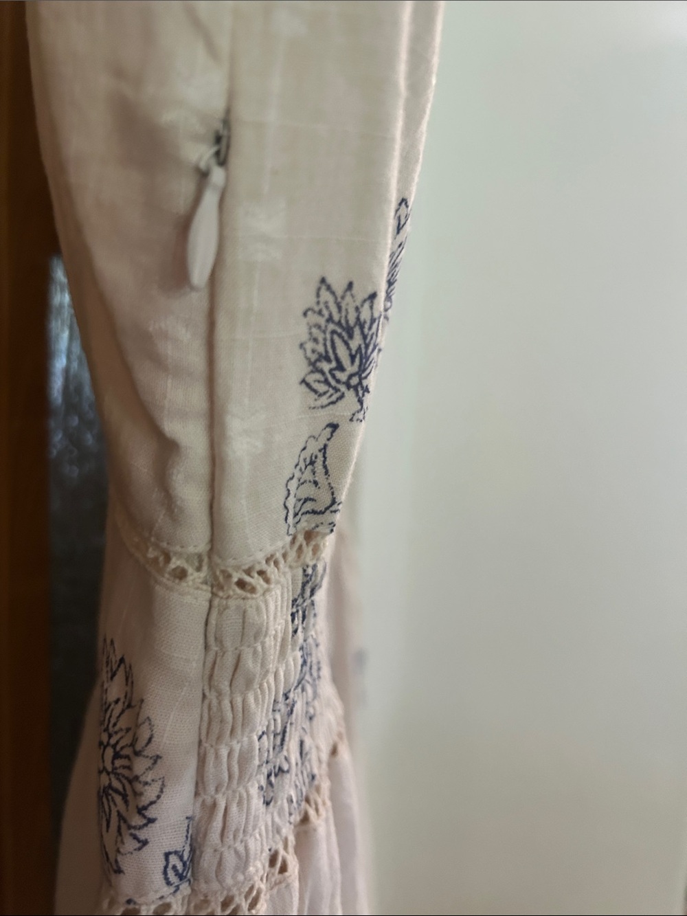 Lucky Brand Cream Maxi Dress with Gray Floral Embroidery - Picture 7 of 7